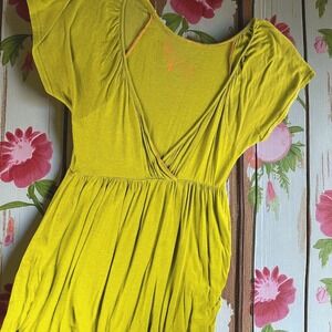 Press Dress Women S‎ Green V Neck Short Sleeve Casual Knit Boho Fairy